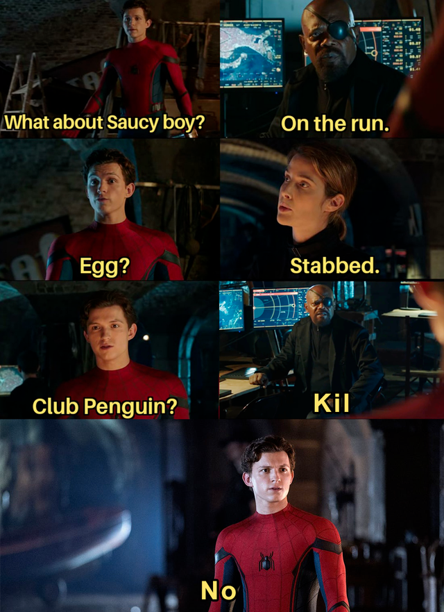 brawl stars marvel memes - L 111 . What about Saucy boy? On the run. Egg? Stabbed. Club Penguin? Kil No