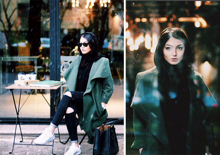 Iranian women - pretty girl sitting at cafe
