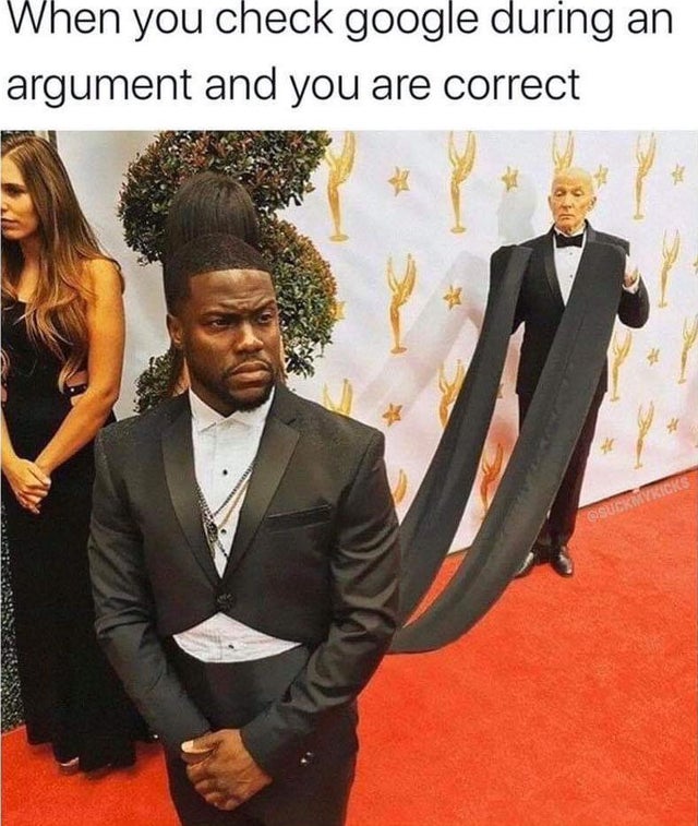 wedding meme - When you check google during an argument and you are correct Suckmykic