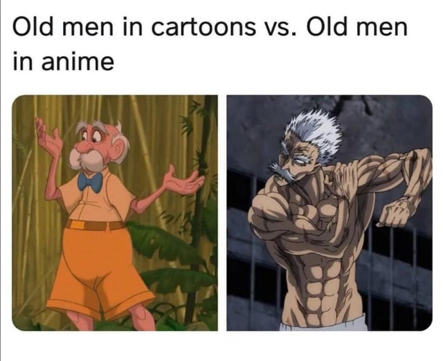 Cartoon - Old men in cartoons vs. Old men in anime