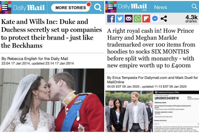 william and kate - Daily Mail More Stories Daily Itlail News Kate and Wills Inc Duke and fyOFx Duchess secretly set up companies A right royal cash in! How Prince to protect their brand just Harry and Meghan Markle the Beckhams trademarked over 100 items 