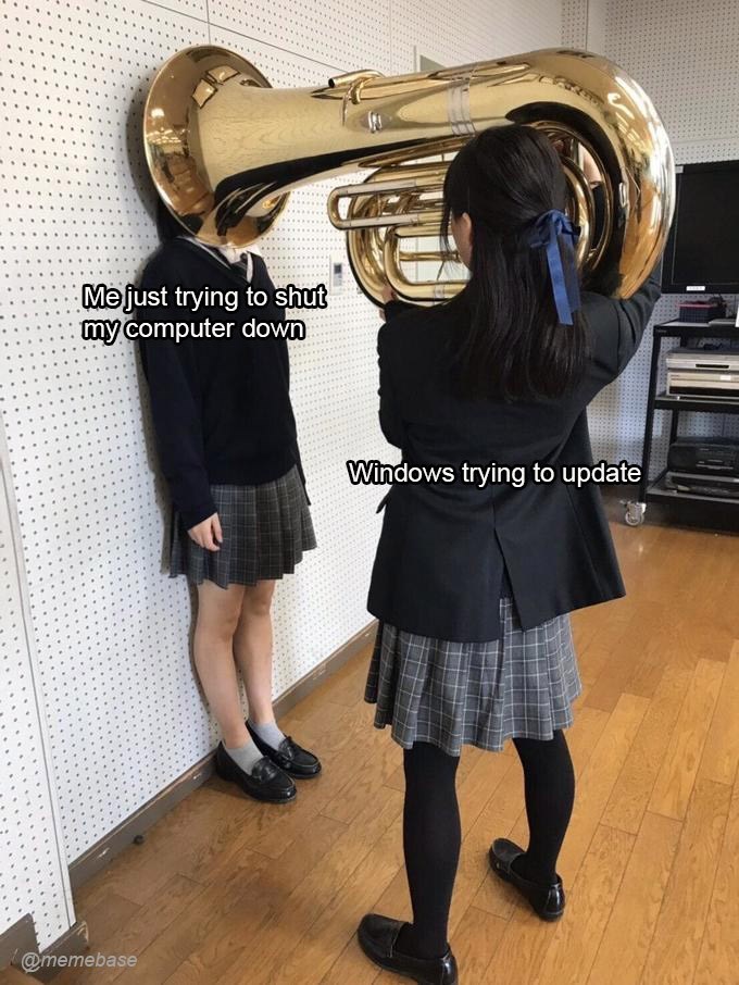 Girl Putting Tuba on Girl's Head Memes for All the Annoying Things in Life
