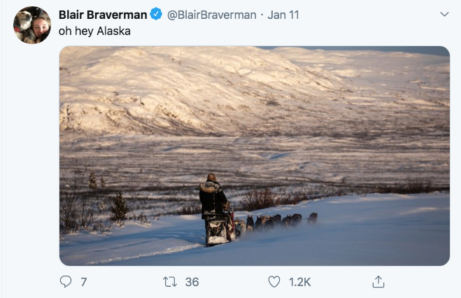 arctic - Braverman . Jan 11 Blair Braverman oh hey Alaska 07 27 36