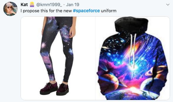 meme- space leggings - Kat Jan 19 I propose this for the new uniform