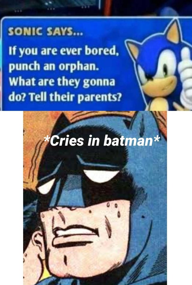 if you are ever bored punch an orphan - Sonic Says... 