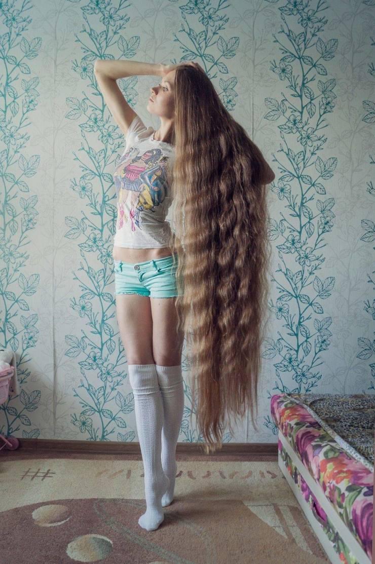 girls extremely long hair - }