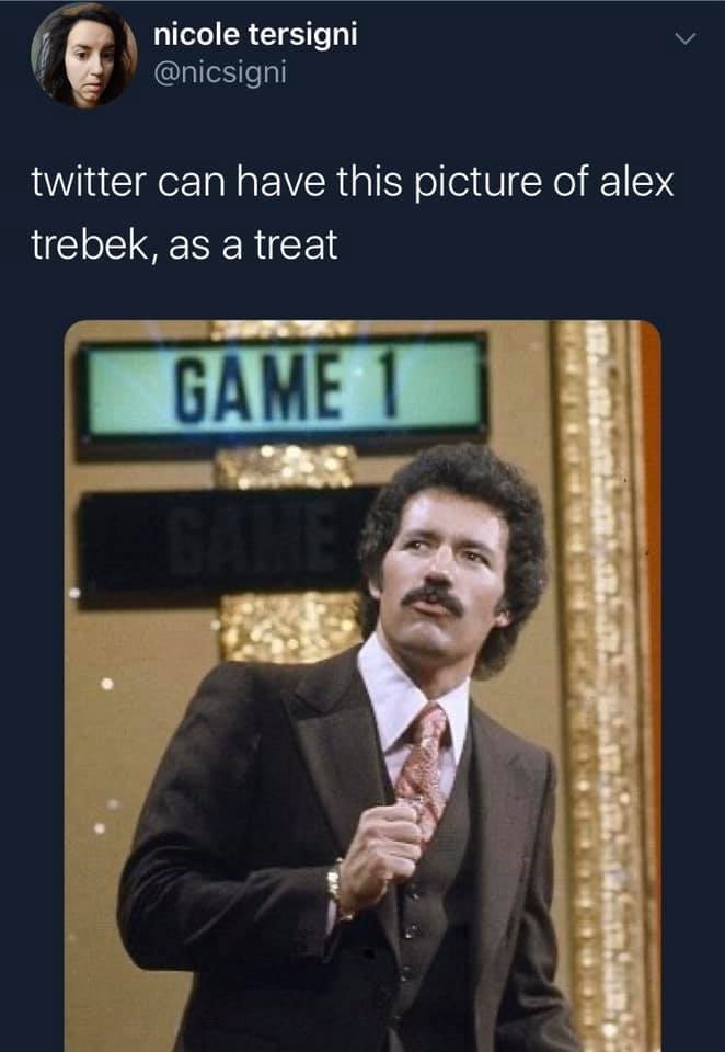 alex trebek young jeopardy - nicole tersigni twitter can have this picture of alex trebek, as a treat Game 1