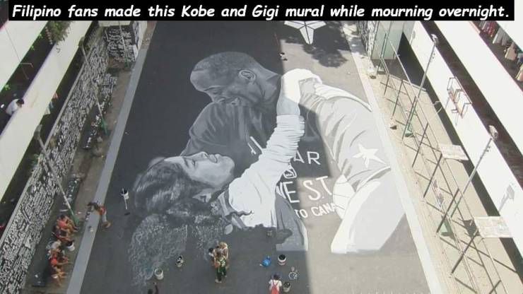 street art - Filipino fans made this Kobe and Gigi mural while mourning overnight.