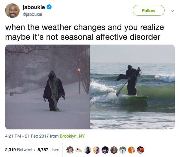 dark meme - seasonal affective disorder meme - jaboukie when the weather changes and you realize maybe it's not seasonal affective disorder from Brooklyn, Ny 2,319 5,757 2,319 5,757 9. 200 6