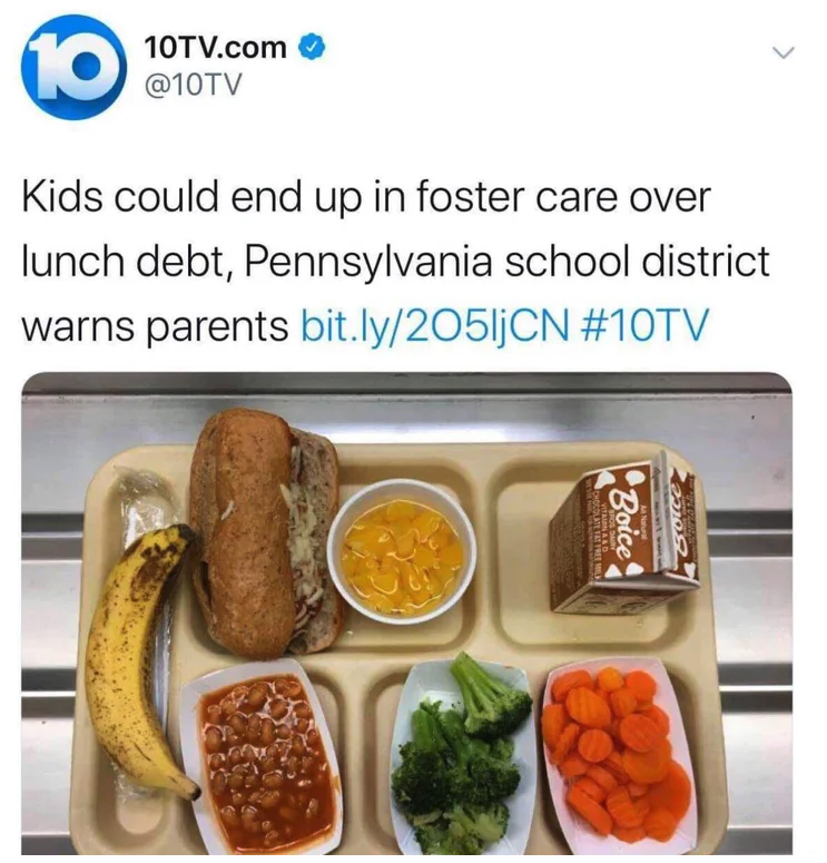 lunch at school - 10TV.com Kids could end up in foster care over lunch debt, Pennsylvania school district warns parents bit.ly2051jCN