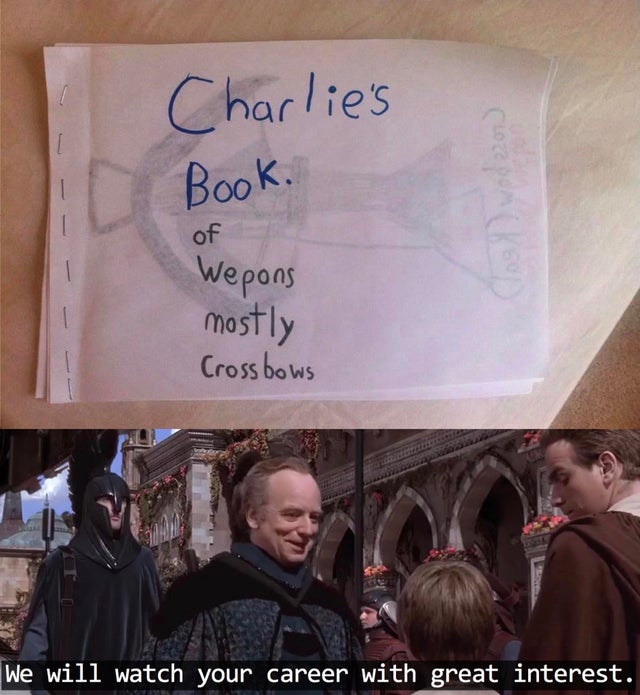 star wars we will watch your career - Charlie's 1 Book. ot Wepons mostly Crossbows We will watch your career with great interest.