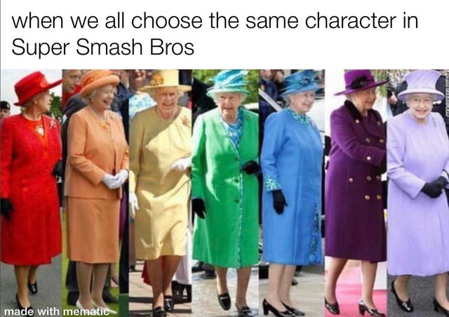 queen of england colors - when we all choose the same character in Super Smash Bros made with mematic