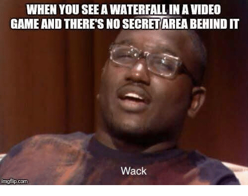 you hit a ball with a bat wack - When You See A Waterfall In A Video Game And There'S No Secretarea Behind It Wack imgflip.com