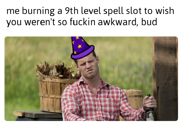 D&D meme - letterkenny d&d meme - me burning a 9th level spell slot to wish you weren't so fuckin awkward, bud