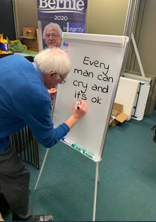 wholesome meme - bernie sanders presidential campaign, 2016 - Bernie 2020 Integrity Every man can cry and it's ok