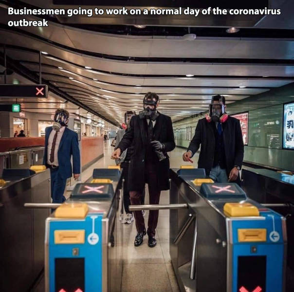 passenger - Businessmen going to work on a normal day of the coronavirus outbreak