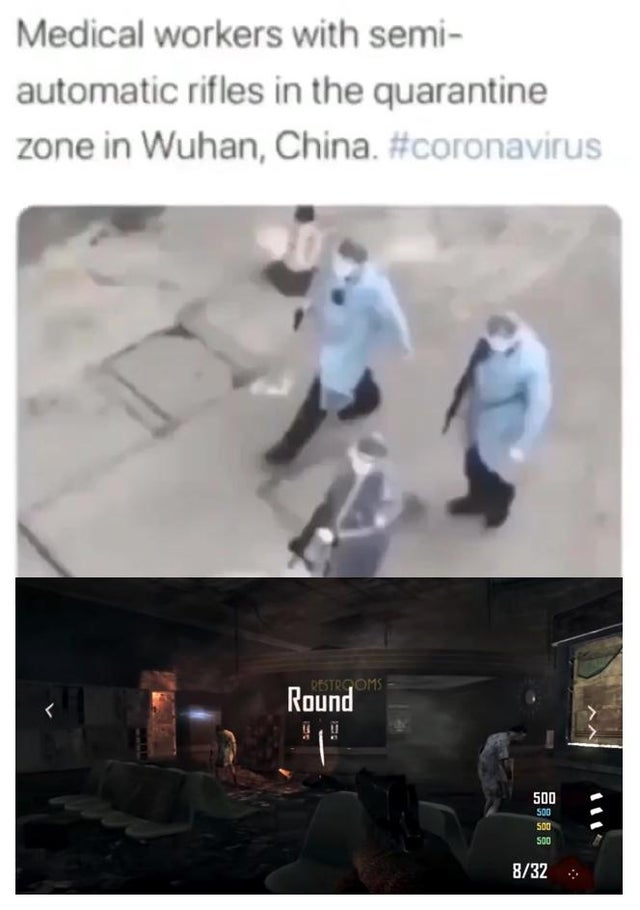 Joji - Medical workers with semi automatic rifles in the quarantine zone in Wuhan, China. Retrooms Round 500 Soo Sdo Soo 832