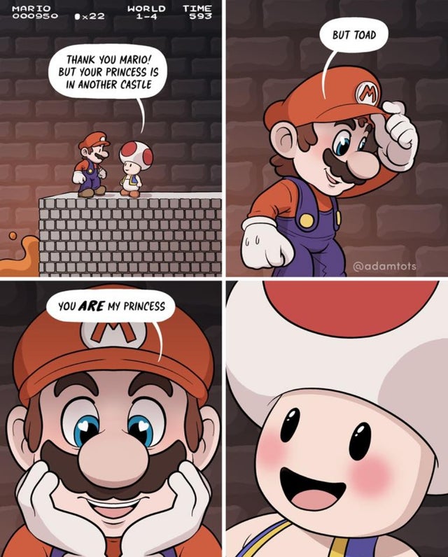 comics - Mario Ooo 950 x 22 1240 Time But Toad Thank You Mario! But Your Princess Is In Another Castle Mimid Iiiiiiiiiiiiii Uutiiiiiiiit Iiiiiiiiiiiiiii Qadamtots You Are My Princess