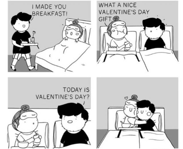 cartoon - I Made You Breakfast! What A Nice Valentine'S Day Gift. Today Is Valentine'S Day?