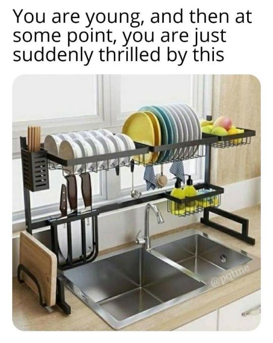 funny meme - dish drying rack - You are young, and then at some point, you are just suddenly thrilled by this