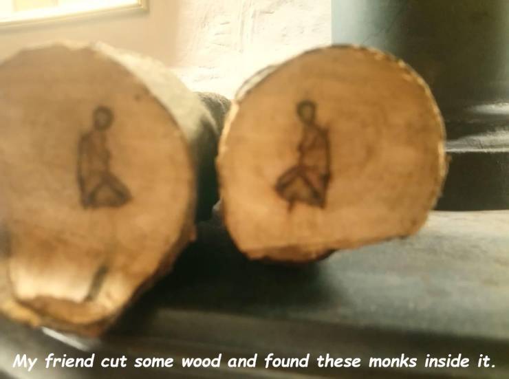 artifact - My friend cut some wood and found these monks inside it.
