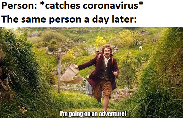 lord of the ring hobbit - Person catches coronavirus The same person a day later I'm going on an adventure!