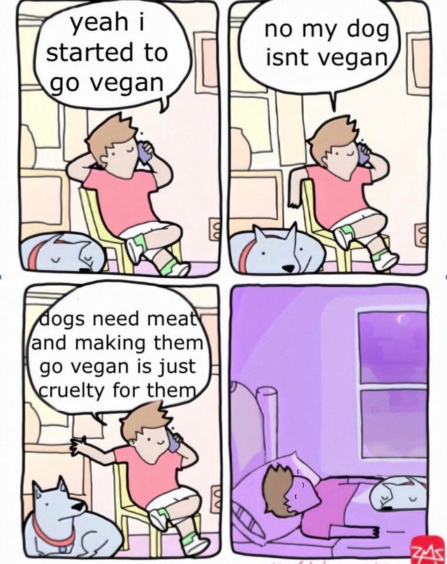 reddit dank memes - yeah the vasectomy was great - yeah i started to go vegan no my dog isnt vegan dogs need meat and making them go vegan is just \cruelty for them Zus