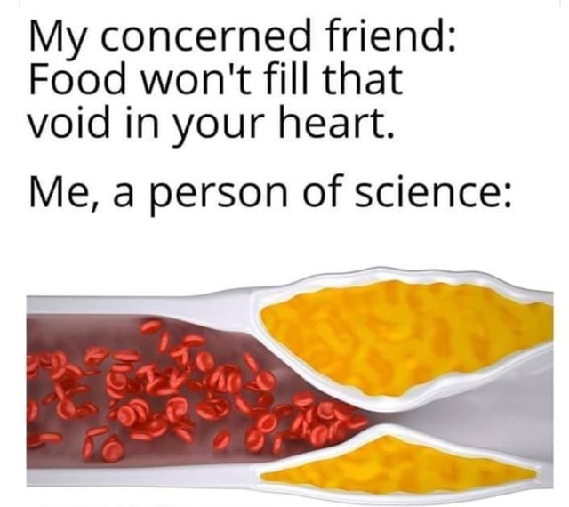 reddit dank memes - My concerned friend Food won't fill that void in your heart. Me, a person of science
