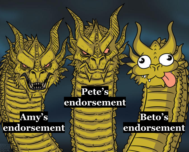 three headed monster - endorsement Amy's Beto's y endorsement endorsement Avon
