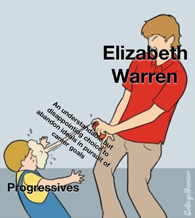 cartoon - Elizabeth Warren An understandable but disappointing choice to abandon ideals in pursuit of career goals V Progressives CollegeHumor