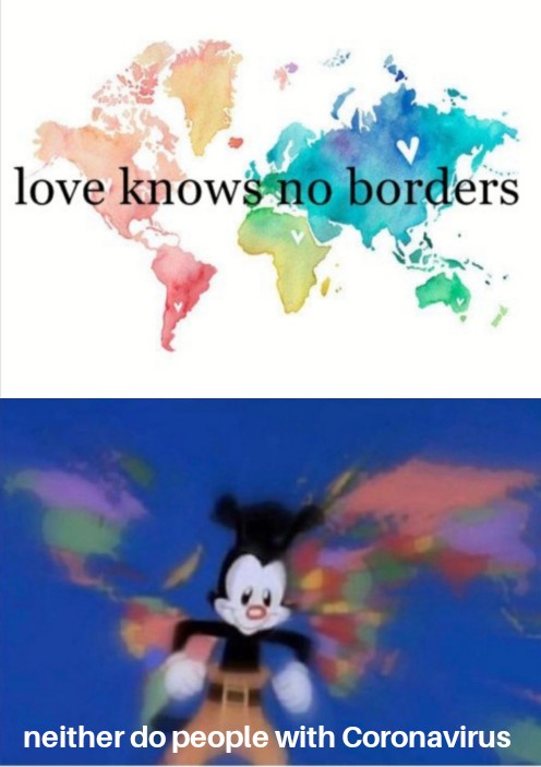 dank meme - let's get that dub - love knows no borders neither do people with Coronavirus