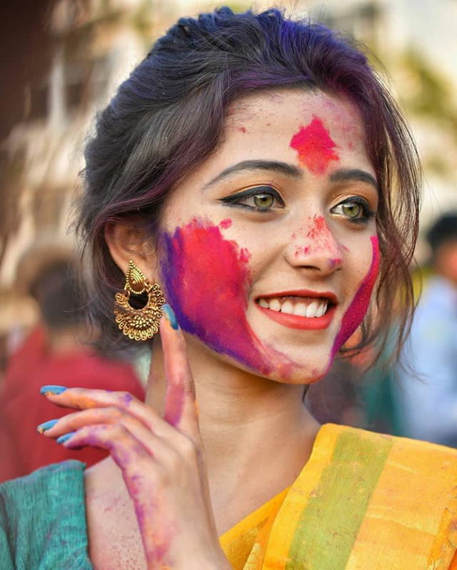 Holi pictures - festival of colors - spring - pretty girl during holi