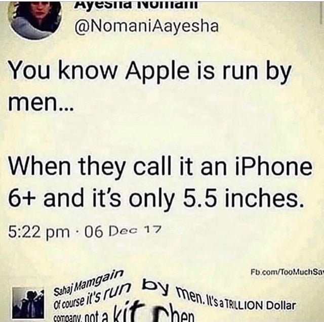 offensive memes, NSFW memes, dirty memes, dark memes, most offensive memes, funny memes, funny pictures, writing - AyESTID Toitaiti You know Apple is run by men... When they call it an iPhone 6 and it's only 5.5 inches. . 06 Dec 17 Fb.comToo Much Sas in b