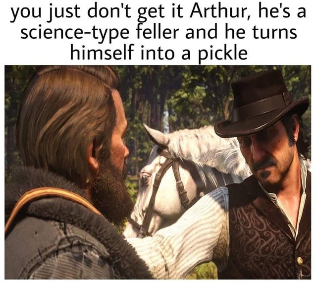 funny gaming memes, video game memes - photo caption - you just don't get it Arthur, he's a sciencetype feller and he turns himself into a pickle