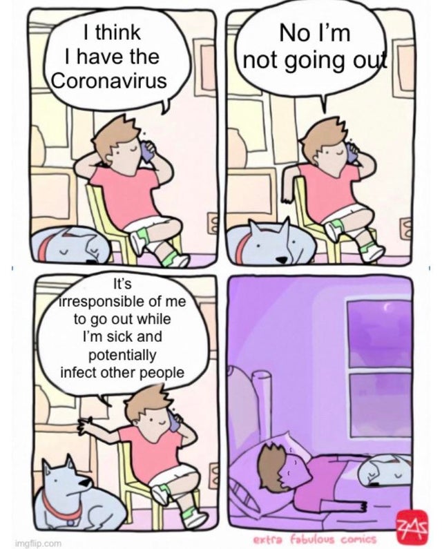 extra fabulous comics template - I think I have the Coronavirus No I'm not going out ma It's irresponsible of me to go out while I'm sick and potentially infect other people Zas imgflip.com extra fabulous comics