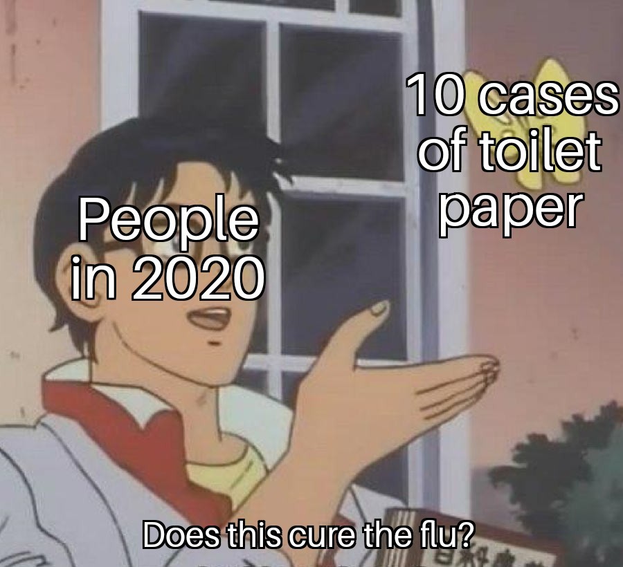 funny 2k20 memes - 10 cases of toilet paper People in 2020 Does this cure the flu?