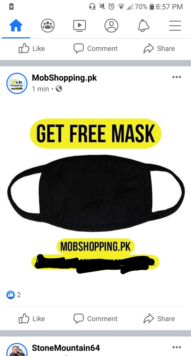 funny - 0 1 70% a Comment ob Shopping MobShopping.pk 1 min. Get Free Mask Mobshopping.Pk 02 a Comment Stone Mountain64