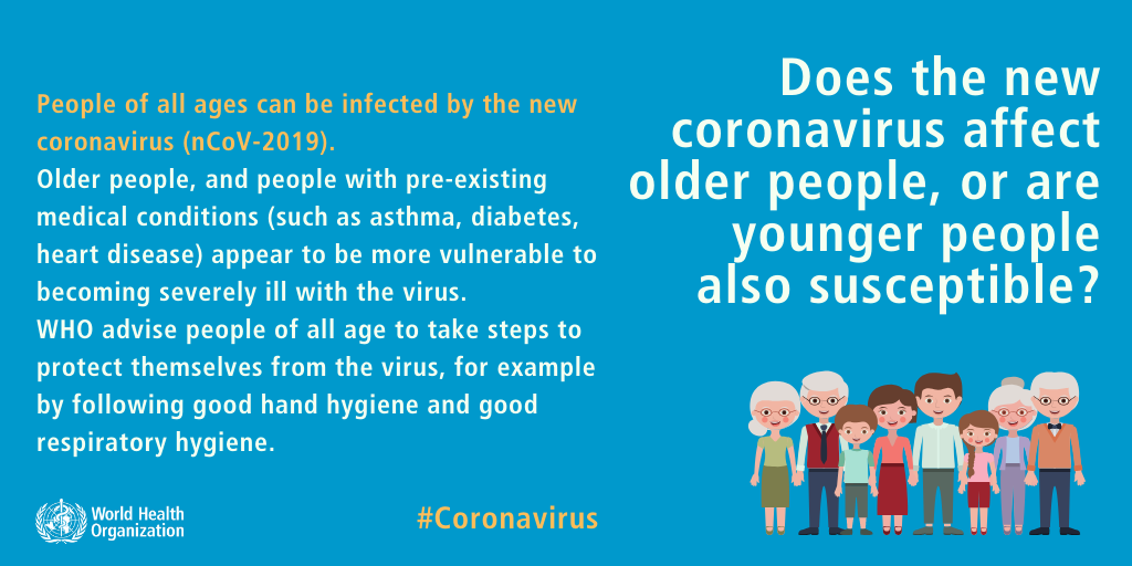 coronavirus prevention - People of all ages can be infected by the new coronavirus nCoV2019. Older people, and people with preexisting medical conditions such as asthma, diabetes, heart disease appear to be more vulnerable to becoming severely ill with th