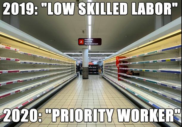 Coronavirus - 2019 "Low Skilled Labor" 2020 "Priority Worker