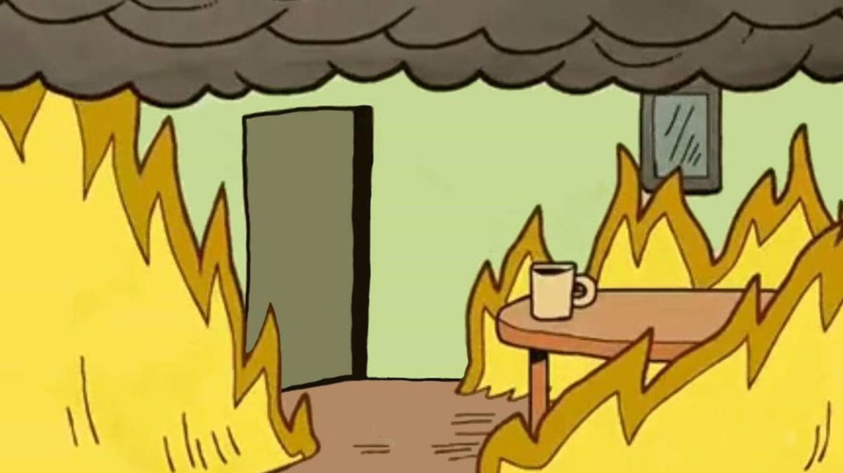 This is fine meme with the dog removed