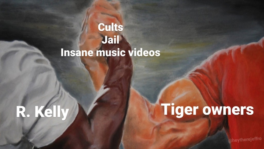 tiger king - meme - konami pachinko meme - Cults Jail Insane music videos R. Kelly Tiger owners