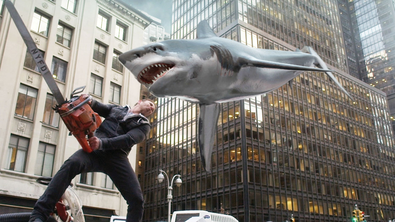 Screenshot from Sharknado to use in a zoom meeting