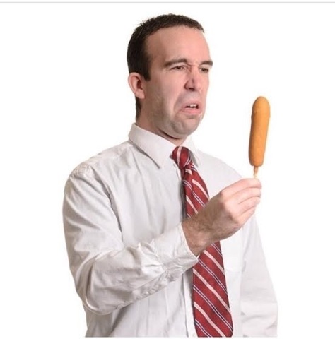 zoom background - man disgusted by corndog