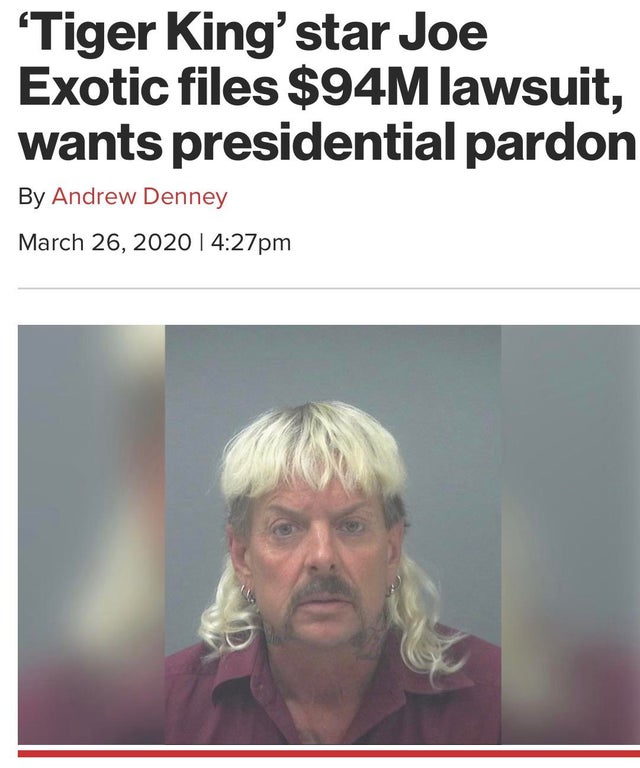 tiger-king-memes-king county - 'Tiger King'star Joe Exotic files $94M lawsuit, wants presidential pardon By Andrew Denney pm