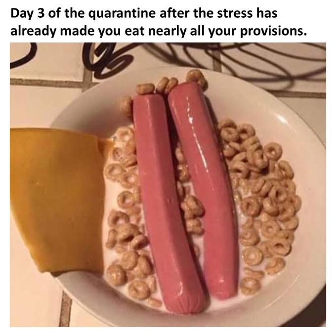 cereal hotdog - Day 3 of the quarantine after the stress has already made you eat nearly all your provisions.