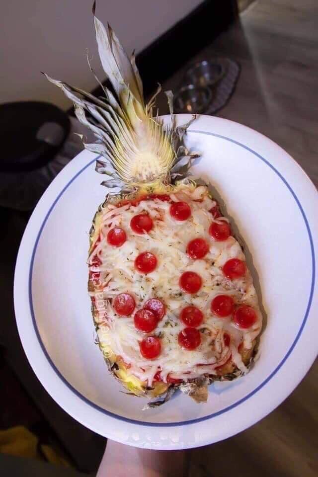 pizza on pineapple