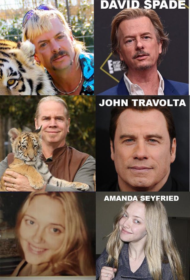 tiger king - facial expression - David Spade John Travolta Amanda Seyfried