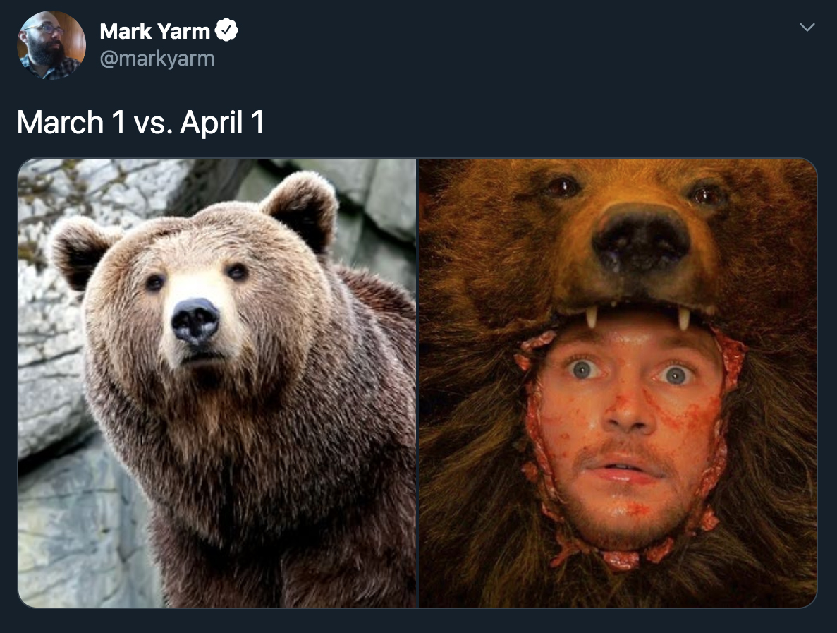 jack reynor midsommar bear - March 1 vs. April 1