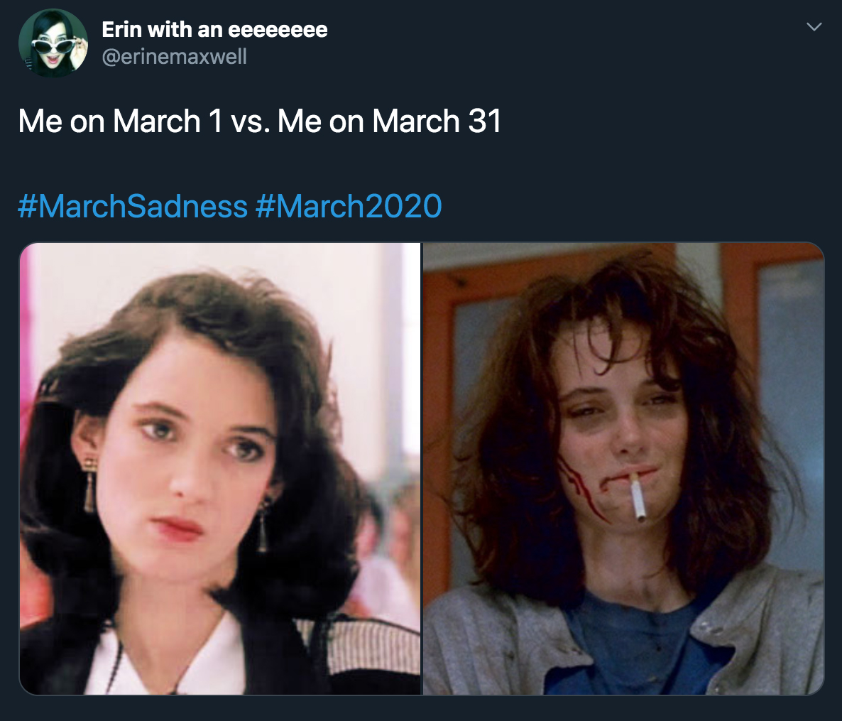 winona ryder heathers movie - Me on March 1 vs. Me on March 31