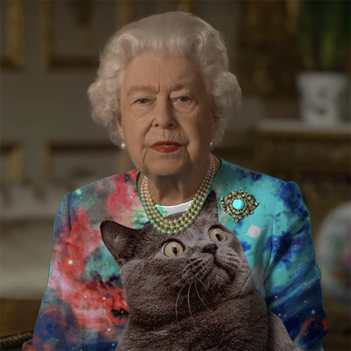queen of england - funny space cat tie dye